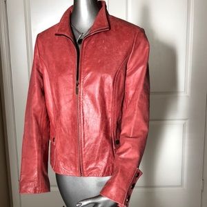 Pasha & Jo Red Leather Zip Up Jacket